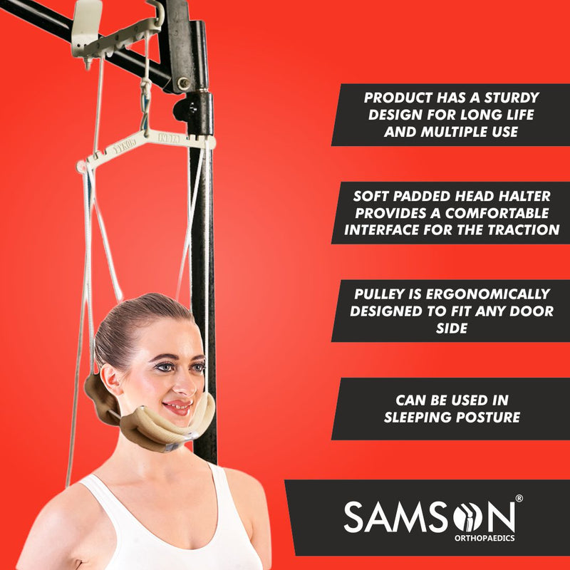 Kit de traction cervicale pour position assise avec sac de lestage