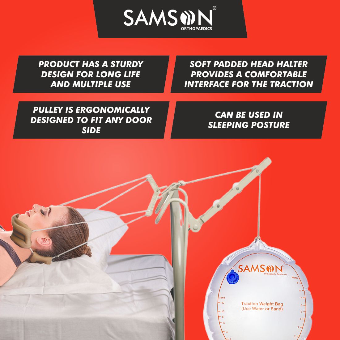 Kit de traction cervicale pour dormir avec sac de lestage