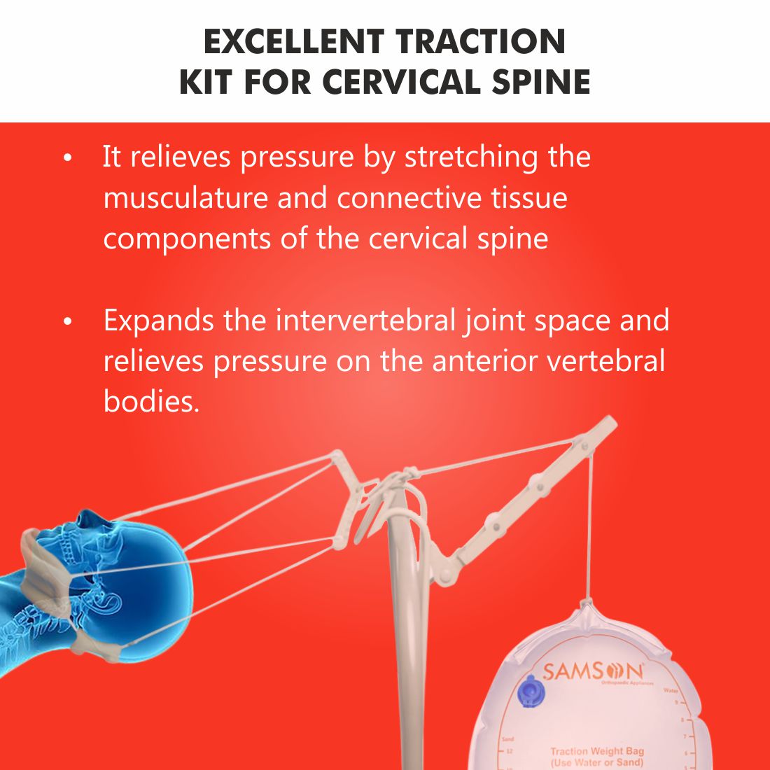 Kit de traction cervicale pour dormir avec sac de lestage