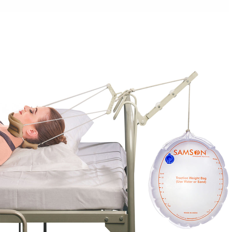 Kit de traction cervicale pour dormir avec sac de lestage