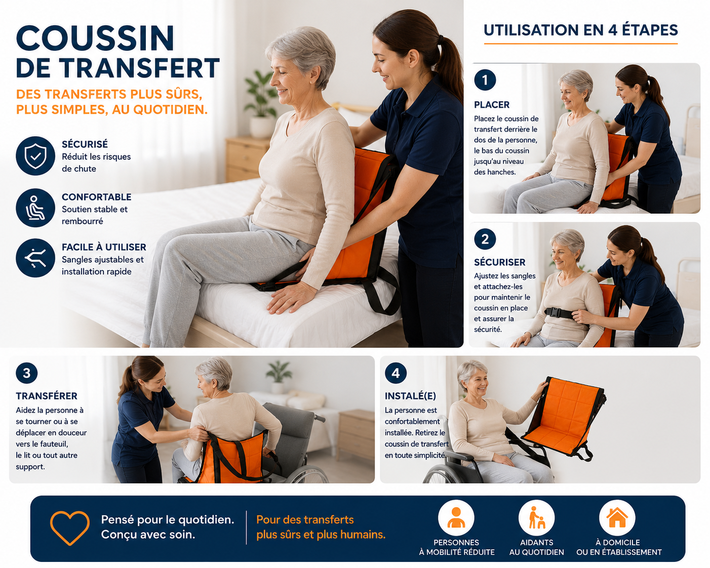 Coussin de transfert pour malade