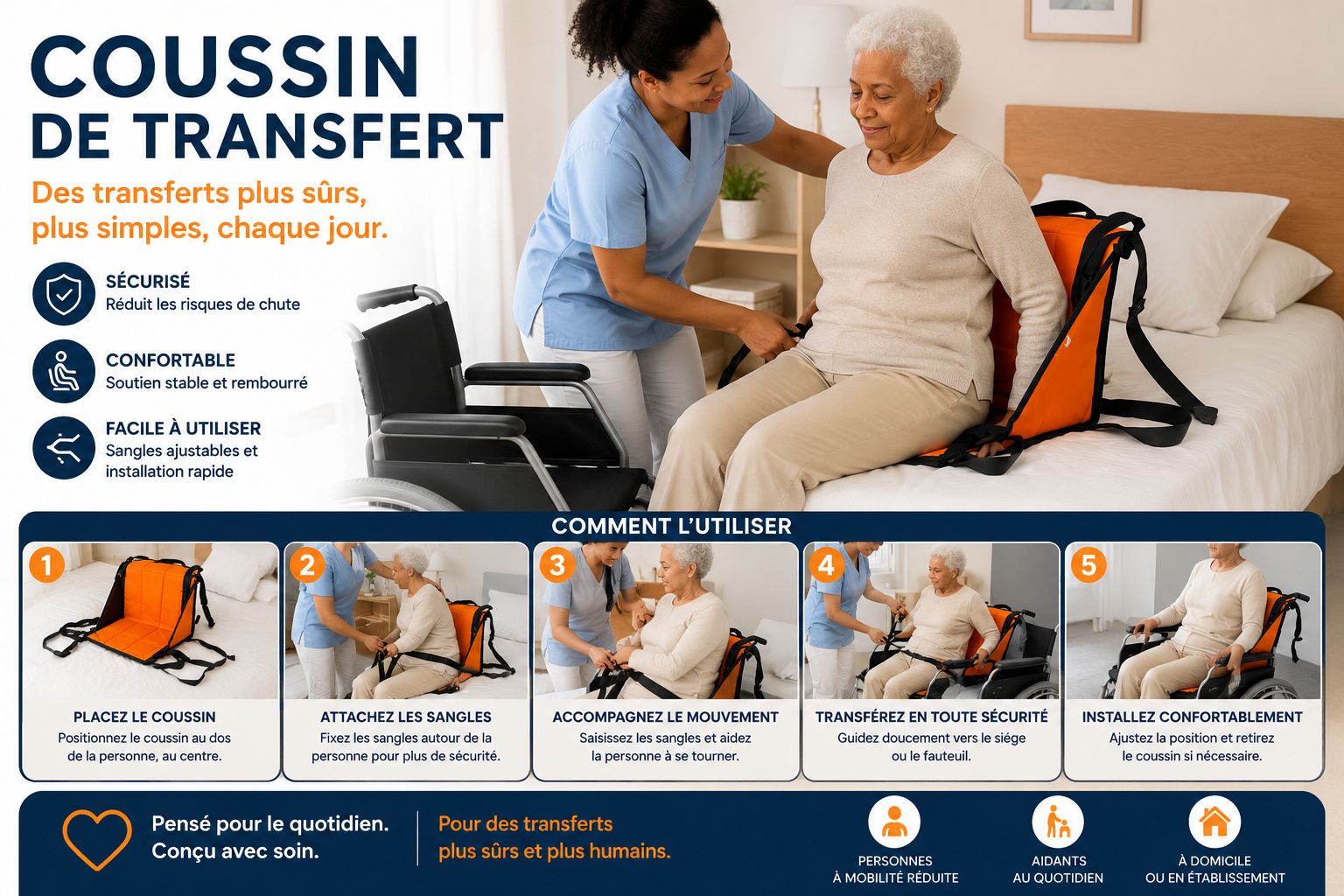 Coussin de transfert pour malade