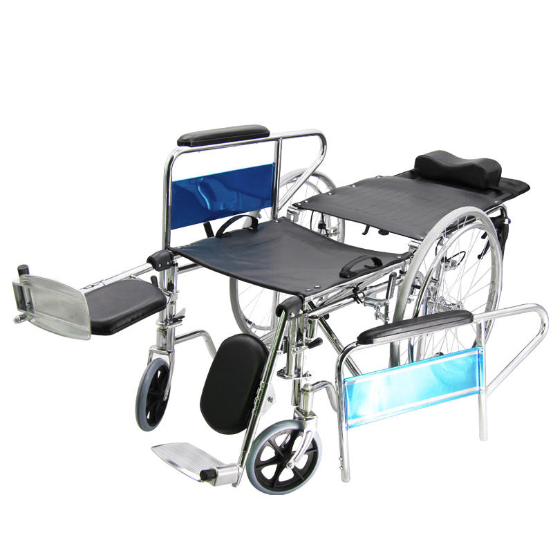 Fauteuil roulant inclinable avec siège de toilette pour personne handicapée, dossier réglable