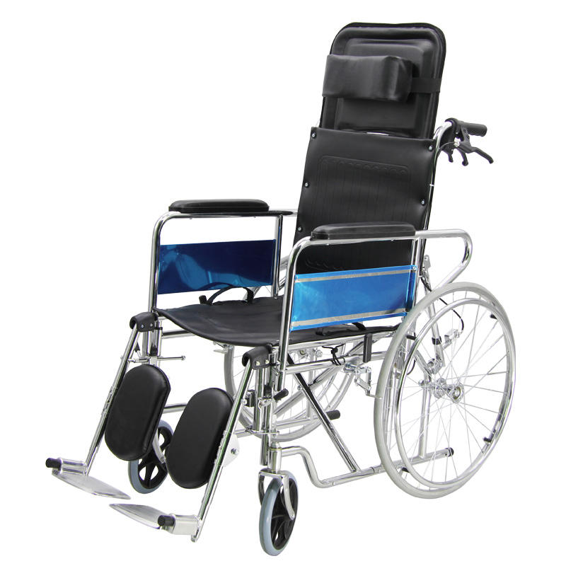 Fauteuil roulant inclinable avec siège de toilette pour personne handicapée, dossier réglable