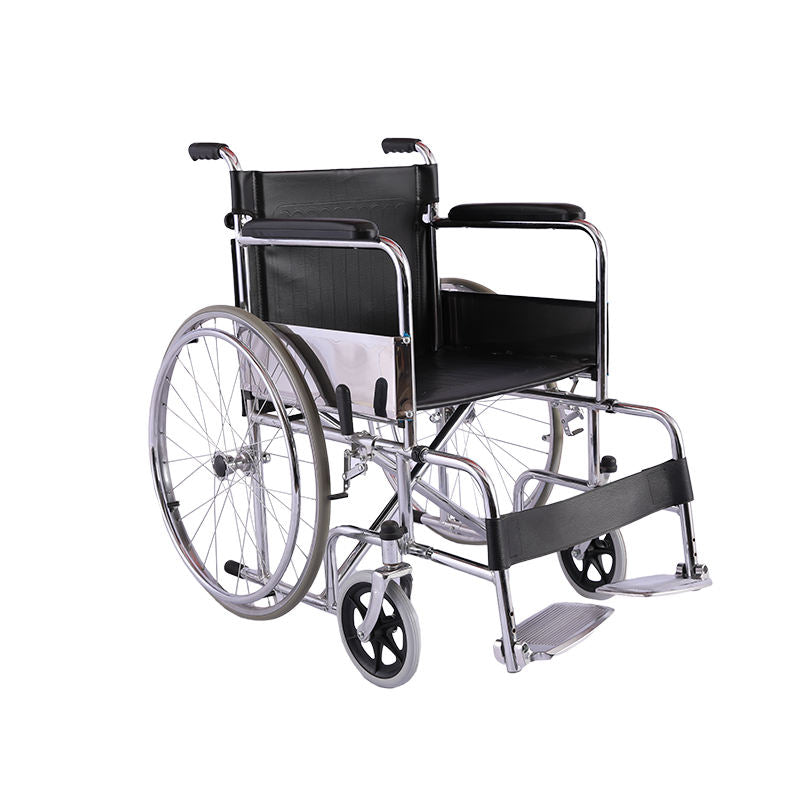 Fauteuil roulant économique pliable en acier pour personnes handicapées
