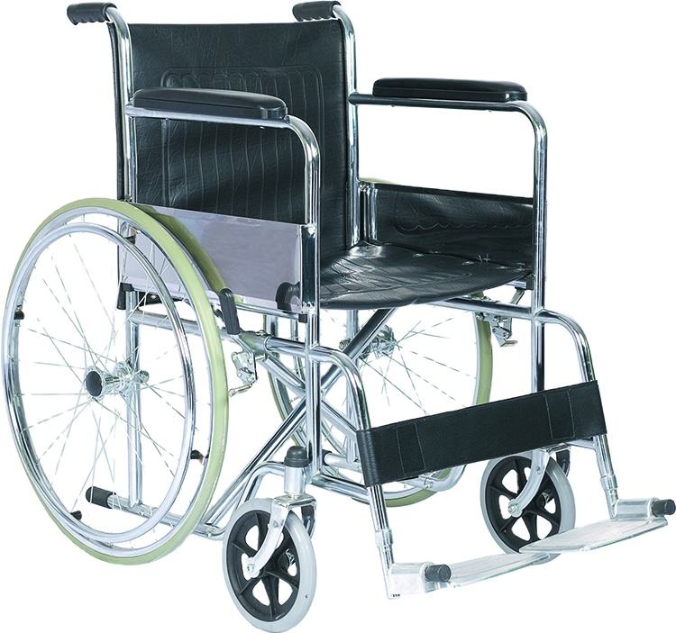 Fauteuil roulant économique pliable en acier pour personnes handicapées