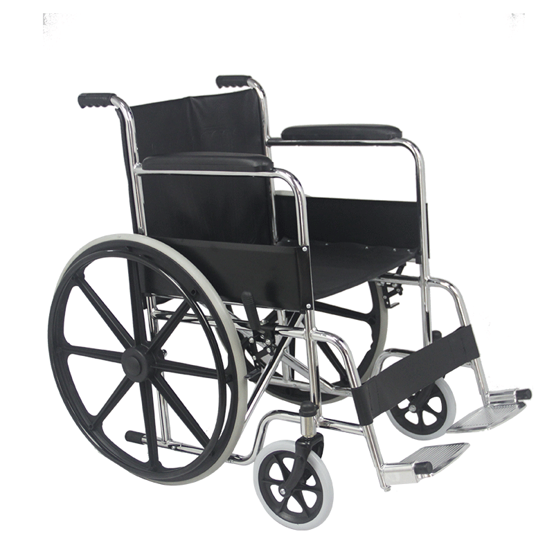 Fauteuil roulant économique pliable en acier pour personnes handicapées