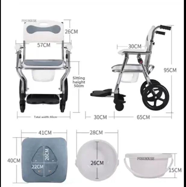 chaise de douche roulante multifonction